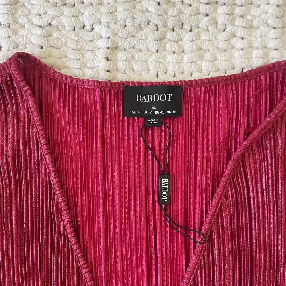NWOT Bardot Women's Bellissa Pink Pleated Dress - Size XL - Picture 4 of 5